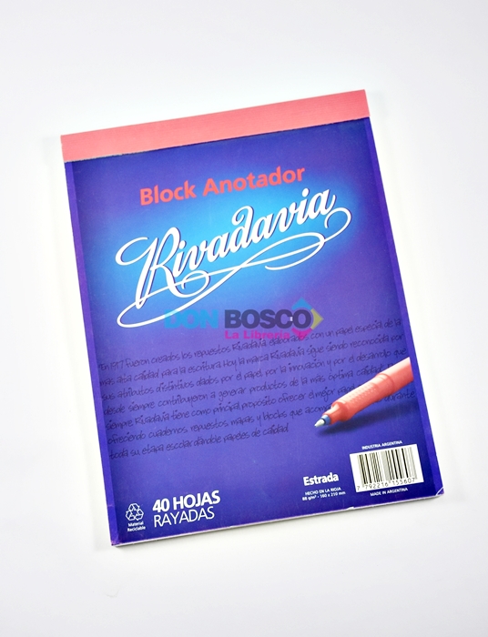 BLOCK ANOTADOR RIVADAVIA 40 hojas